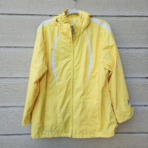 ZeroXposur yellow rain coat windbreaker removable hood 1X
